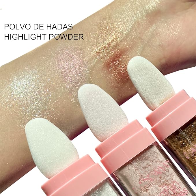 MAEPEOR Highlighter Powder Stick 6 Colors Shimmer Not-sticky Brighten Highlighter Powder Stick Natural Sparkle Glitter Highlighter Makeup Cosmetic for Lip Face Body Makeup (03 Golden Brown)-Velvo Beauty