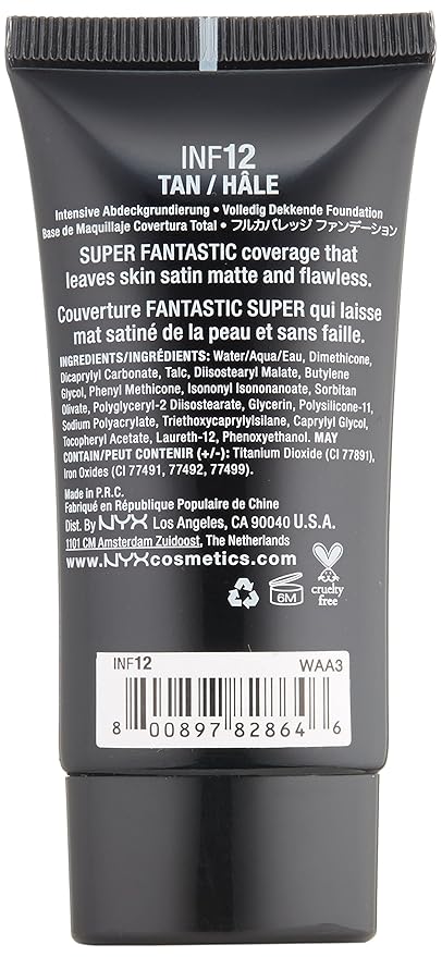 NYX Professional Makeup Invincible Fullest Coverage Foundation, Tan, 0.85 Ounce-Velvo Beauty