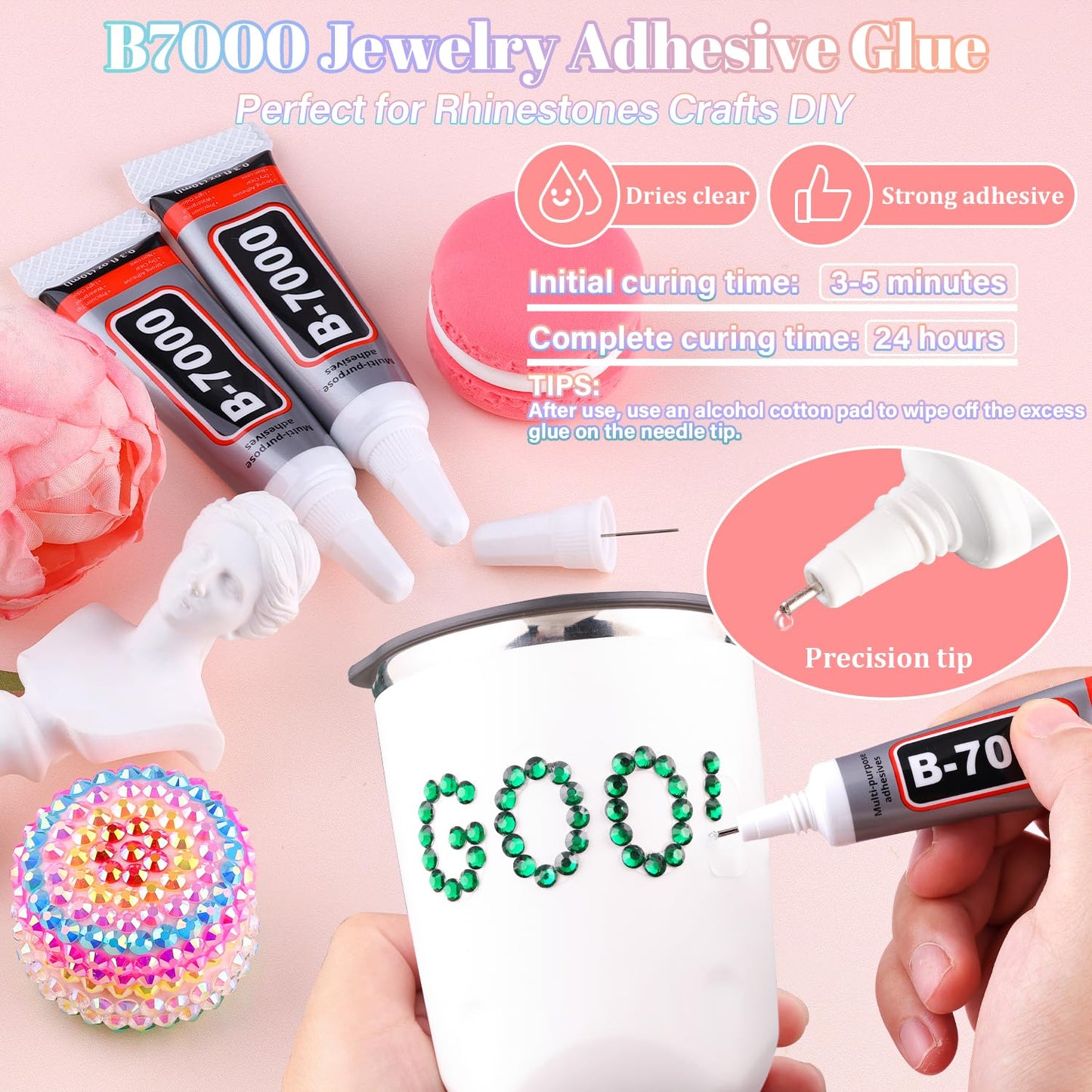 25000Pcs Resin Rhinestones with B7000 Jewelry Glue for Crafting, Dark Green 2-6mm Non Hotfix Flatback Gems, Bedazzling Crystal for DIY Crafts Clothing Tumblers Mugs Shoes Fabric Decor Nail Art-Velvo Beauty