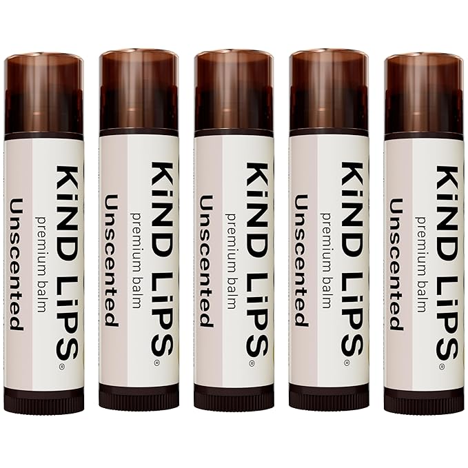 Kind Lips Lip Balm - Nourishing & Moisturizing Lip Care | for Dry Chapped Lips | Infused with Shea Butter & Beeswax | Unscented | 0.15 Ounce (Pack of 5)-Velvo Beauty