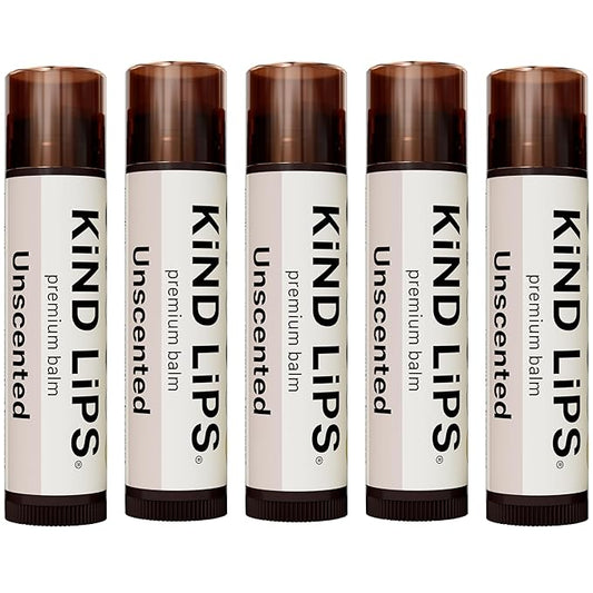 Kind Lips Lip Balm - Nourishing & Moisturizing Lip Care | for Dry Chapped Lips | Infused with Shea Butter & Beeswax | Unscented | 0.15 Ounce (Pack of 5)-Velvo Beauty