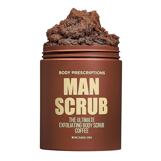 Body Prescriptions Men’s Exfoliating Body Scrub – Ultimate Skin Cleansing Wash in Jar with Twist-Top Lid, For All Skin Types, 21 Ounce (Pack of 1), Coffee-Velvo Beauty