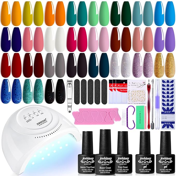 JEWHITENY 27 Colors Nail Polish Kit with U V Light, U V LED Nail Dryer Lamp Curing Gel Nail Polish Set Popular Gel Polish Set DIY at Home, Nail Manicure Tools-Velvo Beauty