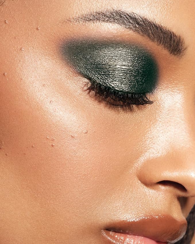 MAKE Beauty Multi-Chromatic Eye Shadow. Metal Reflecting Luminous Foil Finish Creamy, Buildable, Dimensional Long-wear, Crease-proof Powder Eyeshadow, Multichrome Shade - Stardust, Emerald Green-Velvo Beauty