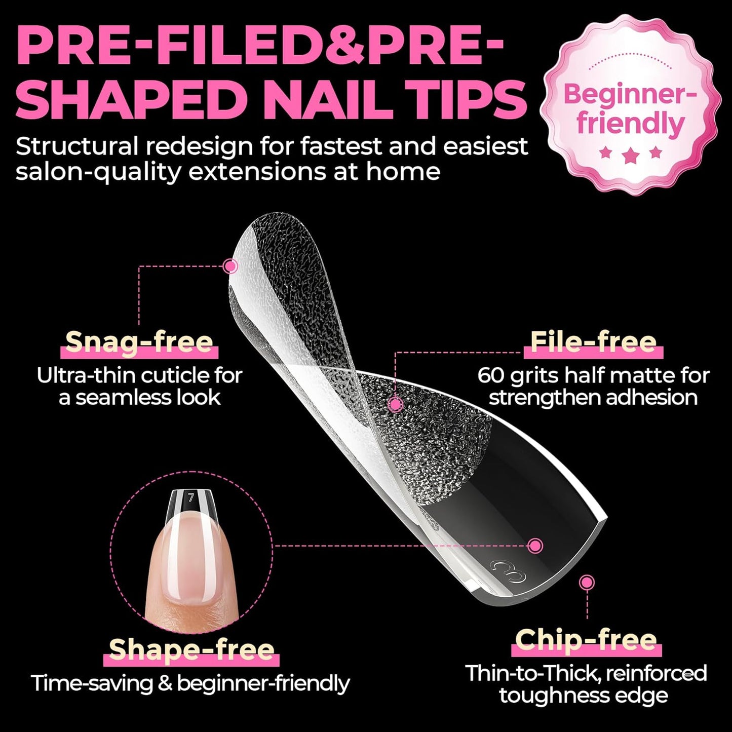 UNA GELLA Short Coffin Nails Tips, 504pcs No c Curve short Coffin Gel Press On Nails Pre Etched For Women Acrylic Nail Extension Full Cover Home Salon 12 Sizes-Velvo Beauty