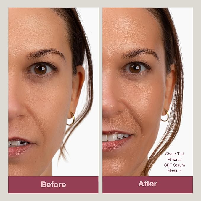 Mineral Fusion Face Serum, Sheer Tint Mineral SPF Serum, 1 Fl Oz, Medium, Tinted Broad Spectrum SPF 50 Mineral Sunscreen, Sheer Coverage, Lightweight & Dewy Finish for Glowing, Protected Skin-Velvo Beauty