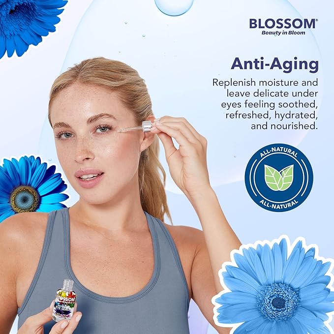 Blossom All Natural Organic Cruelty Free Moisturizing Eye Serum with Essential Oils, Infused with Real Flowers, Made in USA, 0.5 fl. oz./15ml, Winter Wonderland-Velvo Beauty