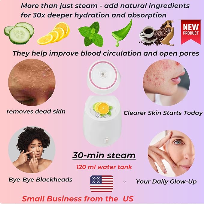 Facial Steamer and Ice Roller – 3-in-1 Nano Ionic Spa Kit for Deep Hydration and Pore Cleansing – Home Facial Care Set,auto Shut Off-Velvo Beauty