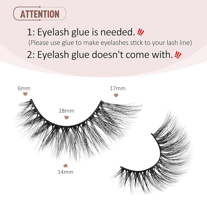 Onlyall Cat Eye Lashes Mink Lashes Fluffy Eyelashes Cat Eye False Lashes Fox Eye Lashes 7 Pairs F02-Velvo Beauty