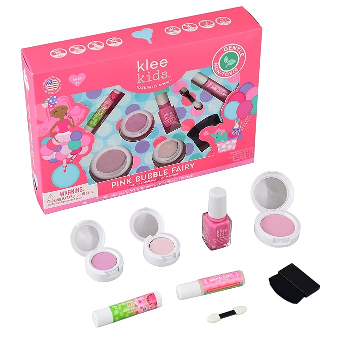 Luna Star Naturals Klee Kids Deluxe Play Makeup Kit. Gentle and Non-Toxic. Made in USA. (Pink Bubble Fairy)-Velvo Beauty