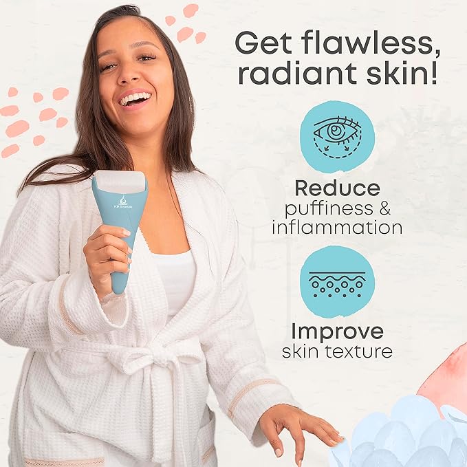 Arctic 2-in-1 Set Cryotherapy Ice Roller for Face Wrinkles Massager - Skin Care Tool for Puffiness - Cooling Ice Facial Eye Skin Roller - Reduce Puffiness and Relief Migraine Pain-Velvo Beauty