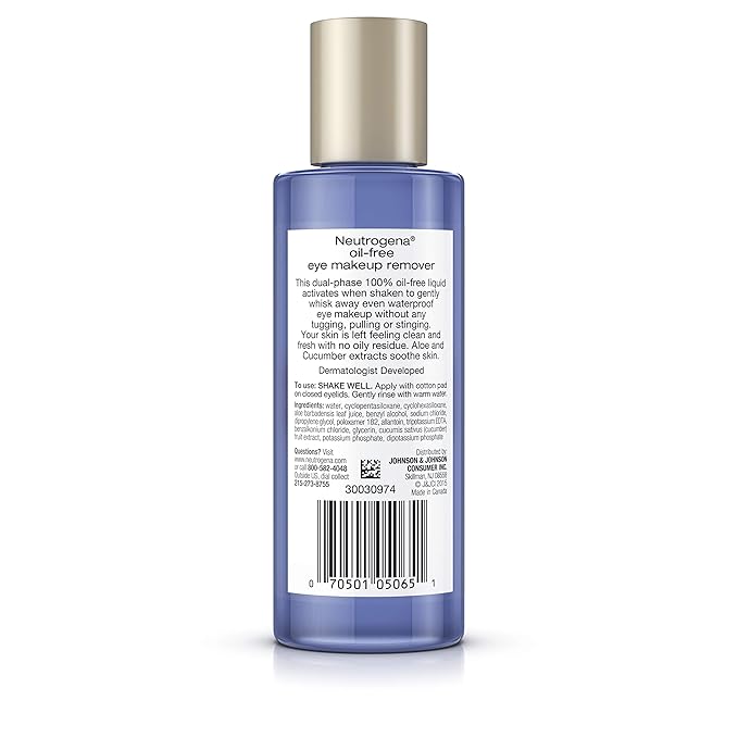 Neutrogena Gentle Oil-Free Eye Makeup Remover & Cleanser for Sensitive Eyes, Non-Greasy Makeup Remover, Removes Waterproof Mascara, Dermatologist & Ophthalmologist Tested, 5.5 fl. oz, 3 Pack-Velvo Beauty
