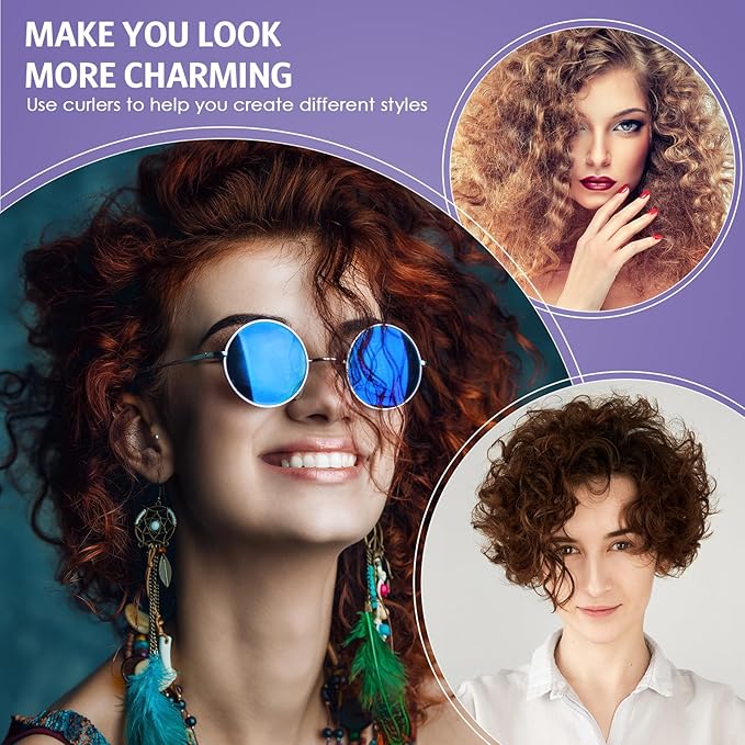 Syhood 30 Pcs 7'' Flexible Curling Rods Twist Foam Hair Rollers Soft Foam No Heat Hair Rods Rollers and 1 Steel Pintail Comb Rat Tail Comb for Women Long Short Hair(Purple,7 x 0.55 Inch)-Velvo Beauty