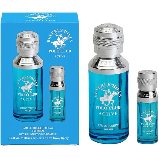 Beverly Hills Polo Club Cologne for Men Bonus Pack Designer Eau De Toilettes 3.4oz + 0.5oz 2 count (Active)-Velvo Beauty