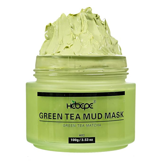 Green Tea Matcha Facial Detox Mud Mask with Aloe Vera, Deep Cleaning, Hydrating, Detoxing, Healing, and Relaxing Volcanic Clay Facial Mask-Velvo Beauty