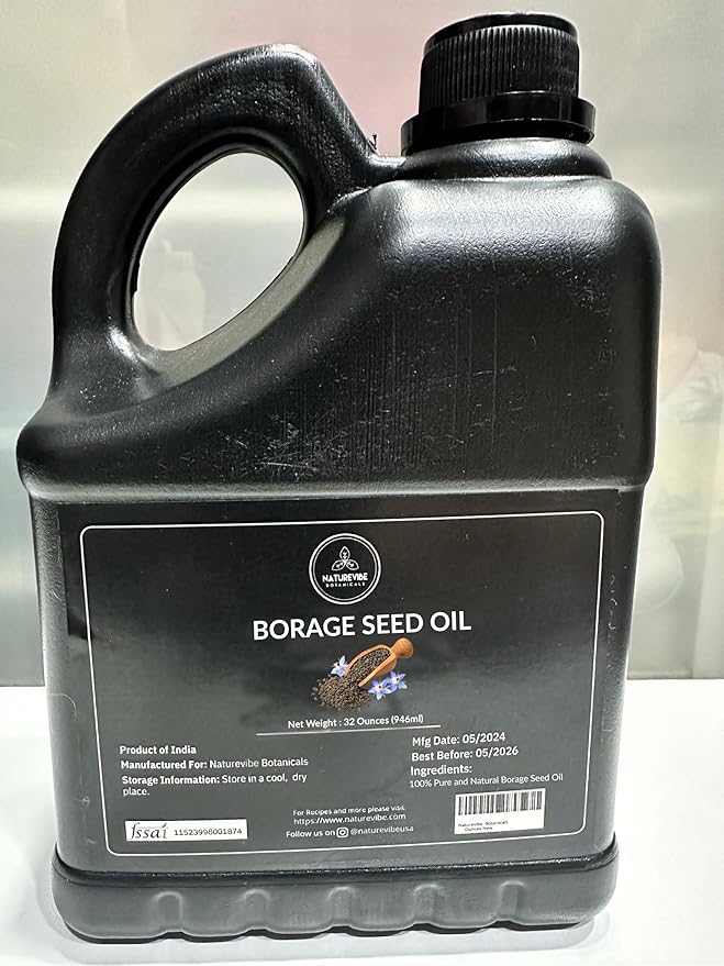 Naturevibe Botanicals Borage Oil 32 Ounces | 100% Pure and Natural | Great for Skin Care and Hair Care-Velvo Beauty