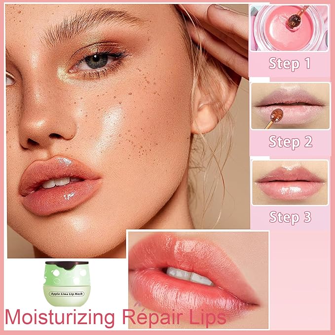 1 PCS Bee Lip Balm Honey Pot, Exfoliating Apple Bee Lip Balm Sleeping Lip Mask Overnight with Sticks, Honey Pot Lip Balm Prevention Dry Hydrating and Crack Lip Scrubs-Velvo Beauty