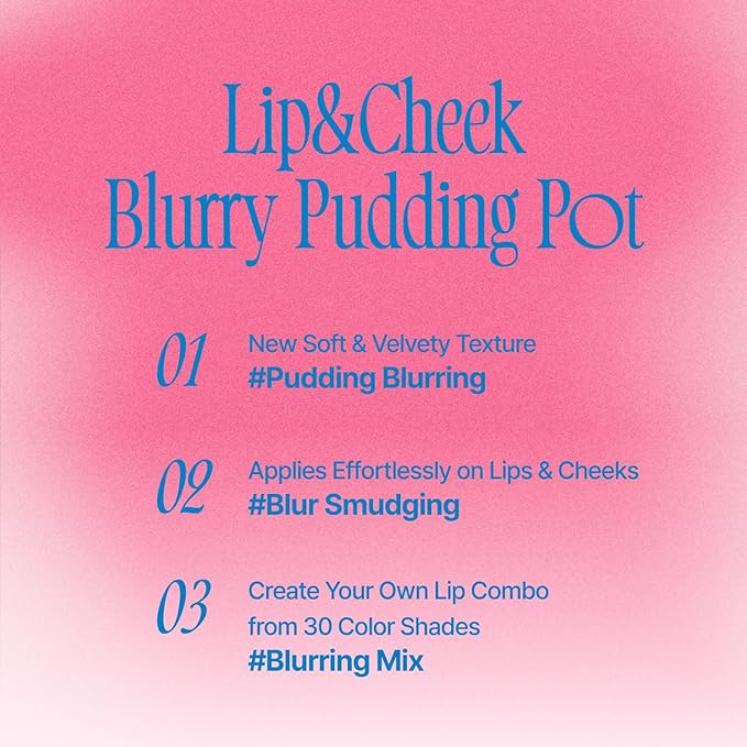 Lip&Cheek Blurry Pudding Pot | Reddish Moment - Fav | Makeup Blush, Buildable Lightweight, Multi-Use Soft Matte Finish | 5g-Velvo Beauty