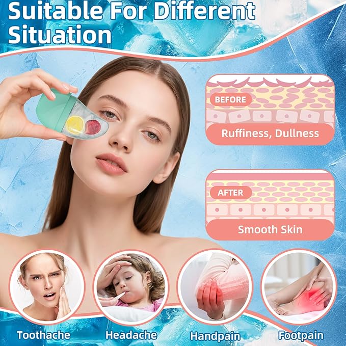 Silicone Facial Ice Cube Roller Massager, Facial Beauty Care Tool, Reusable Face Ice Mold - Brighten Skin, Reduce Puffiness for Face & Eyes (Brown)-Velvo Beauty