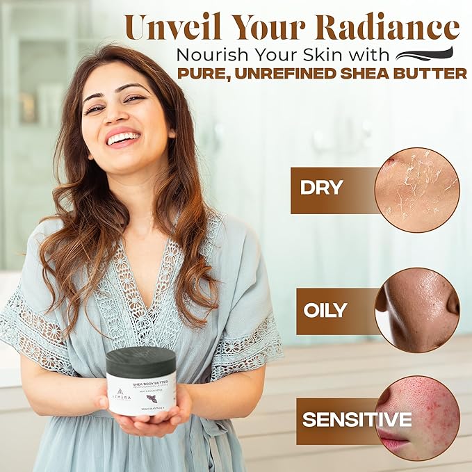 AZMERA Handcrafted Whipped Shea Body Butter – Refreshing Mint & Eucalyptus Scented Moisturizer for Dry, Sensitive Skin, Argan Oil & Vitamin E – Vegan, Non-Greasy Skincare – 8.82 oz-Velvo Beauty