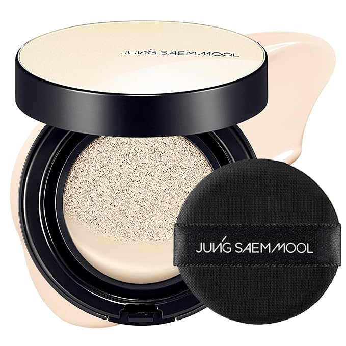 JUNG SAEM MOOL Essential Skin Nuder Cushion 10N Shell Cream 0.49 Fl Oz, No Refill, Natural Radiant Finish Cushion Foundation with Buildable Coverage, Lightweight Texture, Korean Foundation Makeup-Velvo Beauty