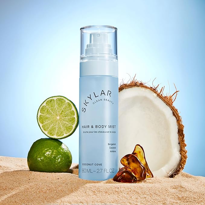 Skylar Coconut Cove Hair & Body Mist | Hypoallergenic & Clean Fragrance | Vegan, Cruelty Free, and Safe For Sensitive Skin | 80 ML, 2.7 Fl Oz-Velvo Beauty
