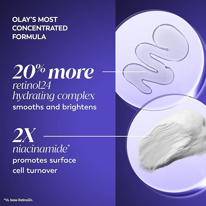 Olay Retinol Face Moisturizer, 24 MAX Anti-Aging Night Cream for Women, Fragrance-Free, Non Greasy - Anti-Wrinkle, Smooth Fine Lines, Tightening, Hydrating Skin Care - Peptides, Glycerin, 1.7 Oz-Velvo Beauty