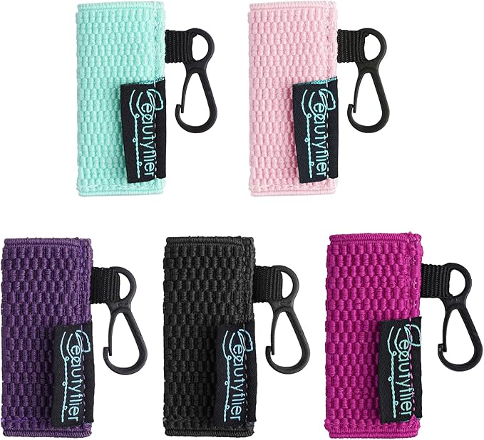 Beautyflier Cute Elastic Lip Balm Holder Keychain, Lipstick Sleeve Chapstick Sleeve Holder for Burts Bees Chapstick-Velvo Beauty