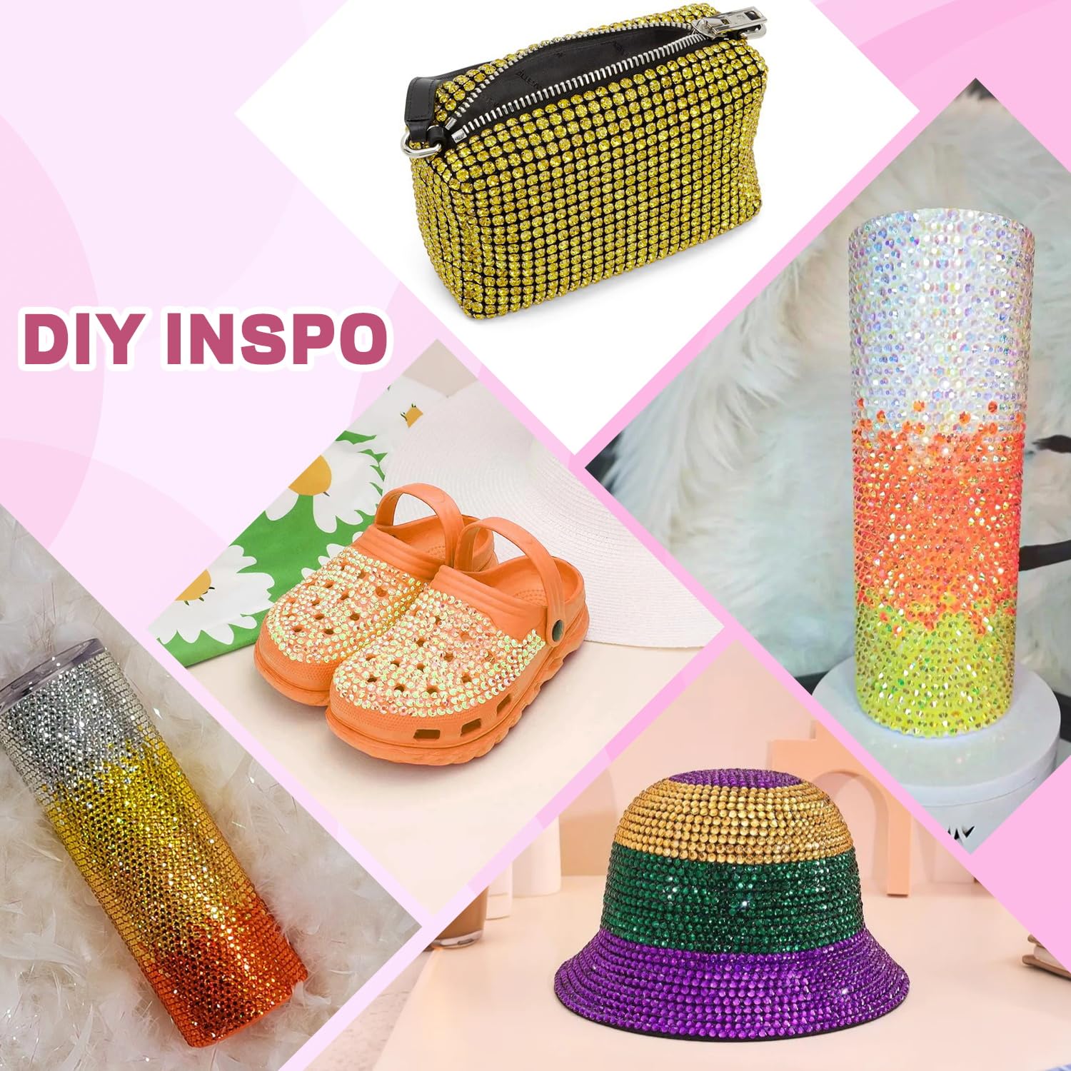 20000Pcs Yellow Rhinestones for Bedazzling with 1Pcs B7000 Jewelry Glue, Resin Rhinestones for Crafting Crafts DIY, Bedazzler Kit Gems for Clothing Shoes Tumblers Nail Art Assorted Size 3/4/5/6mm-Velvo Beauty