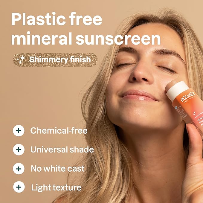 ATTITUDE Oceanly Tinted Shimmer Face Cream Stick with SPF 30, EWG Verified, Plastic-Free, Broad Spectrum UVA/UVB Protection with Zinc Oxide, Universal Tint, Unscented, 1 Ounce-Velvo Beauty