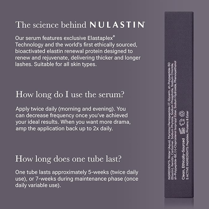 NULASTIN Eyelash Serum for Thicker Looking Lashes - Follicle Fortifying LASH Serum - Clinically Tested Eyelash Enhancing with Keratin - From the Experts in Brows and Lashes (0.1 Fl Oz)-Velvo Beauty