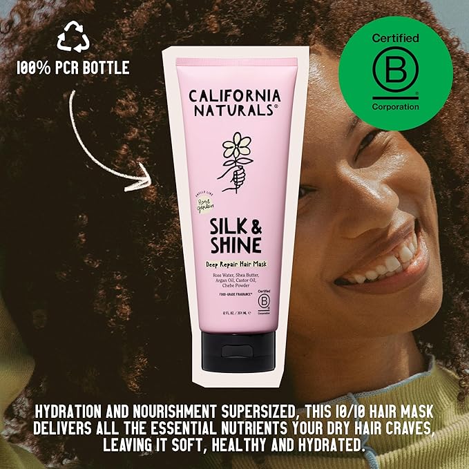 California Naturals Deep Repair Hair Mask, Paraben and Sulfate Free, Deep Conditioner for Dry, Damaged Hair, Nautral, Vegan, Hydrating and Conditioning, For Curly, Frizzy, All Hair Types, 12 fl oz-Velvo Beauty