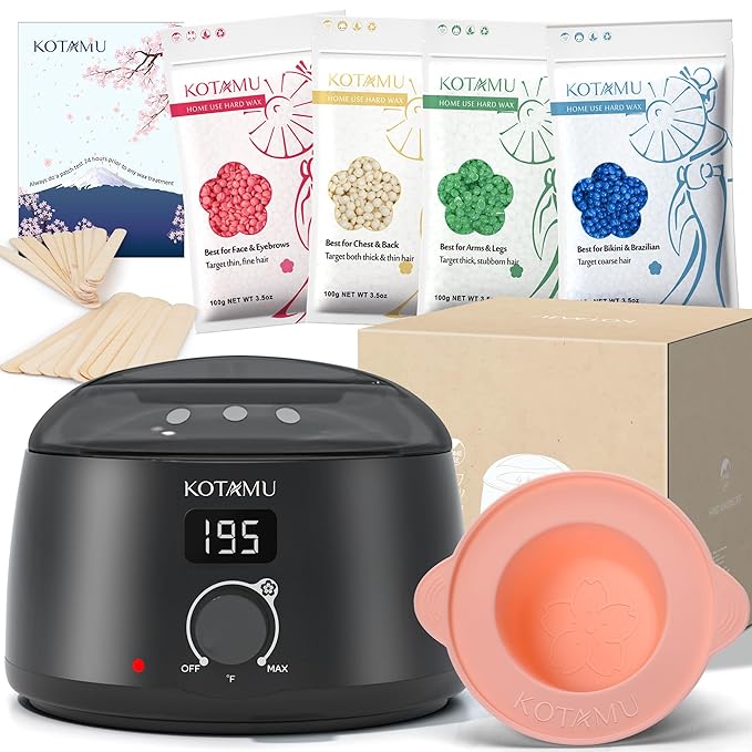 KOTAMU Waxing Kit Black Digital Wax Kit for Women Men Sensitive Skin Hard Waxing Pot for Eyebrow Face Leg Underarm Coarse Soft Hair Removal Professional Wax Warmer with 25 Accessories for Home Salon-Velvo Beauty