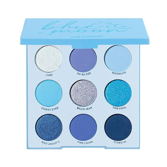 ColourPop Blue Moon Shadow Palette - Monochromatic Blue Shadow Palette with Matte, Metallic and Duochrome Finishes - High-Pigment Eye Makeup with a Long-Wearing Formula (0.3 oz)-Velvo Beauty