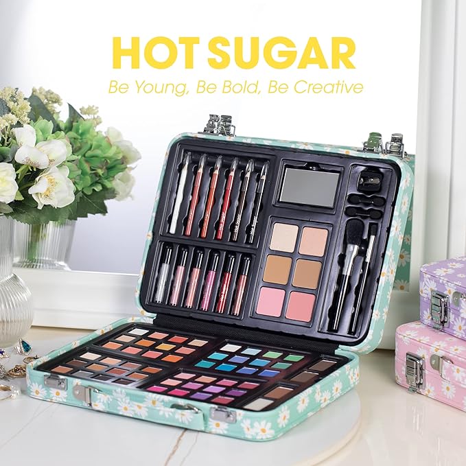 Hot Sugar Makeup Kit for Teenager Girls 10-12, All in One Beginner Makeup Kit for Women Full Kit, Teen makeup kit Cosmetic Gift Set on Birthday Christmas (MINT DAISY)-Velvo Beauty