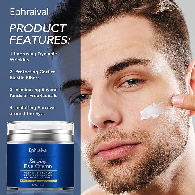Men's Eye Cream, Eye Cream for Dark Circles and Puffiness, Anti-aging Caffeine Eye Cream for Men, Brightens, Reduces Puffiness, Dark Circles, and Fine Lines, Eye Treatment for Men Women-Velvo Beauty