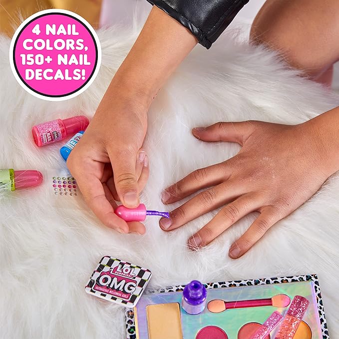 Horizon Group USA LOL OMG Make Up Artist Studio, DIY Craft Kit, Design with Brushes, Crayons & Stickers.Use Stencils to Color in Make-Up.Nail Polish, Decals & Surprise Blind Bags Included-Velvo Beauty