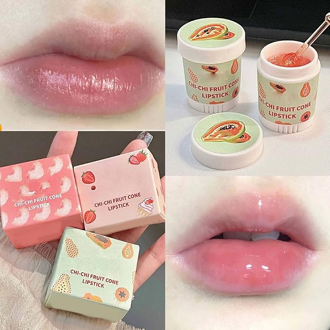 Lip Care Balm, Ice Cream Shape 3 Scent Lip Balm Pot Refreshing for Daily Care-Velvo Beauty