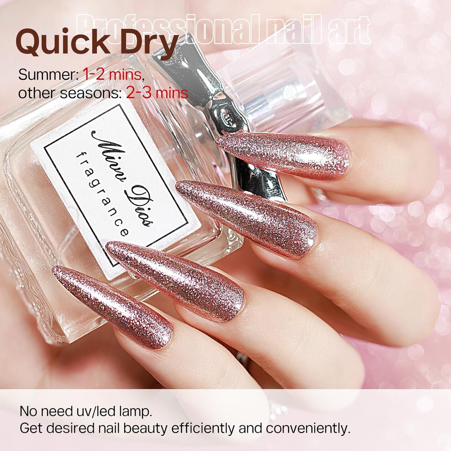 MIZHSE Quick Dry Glitter Brown Nail Polish, Fall Color Nail Polish Air Dry Fast, 15ml High Glossy Sparkly Shiny Shimmer Nail Art Salon Manicure Home-Velvo Beauty