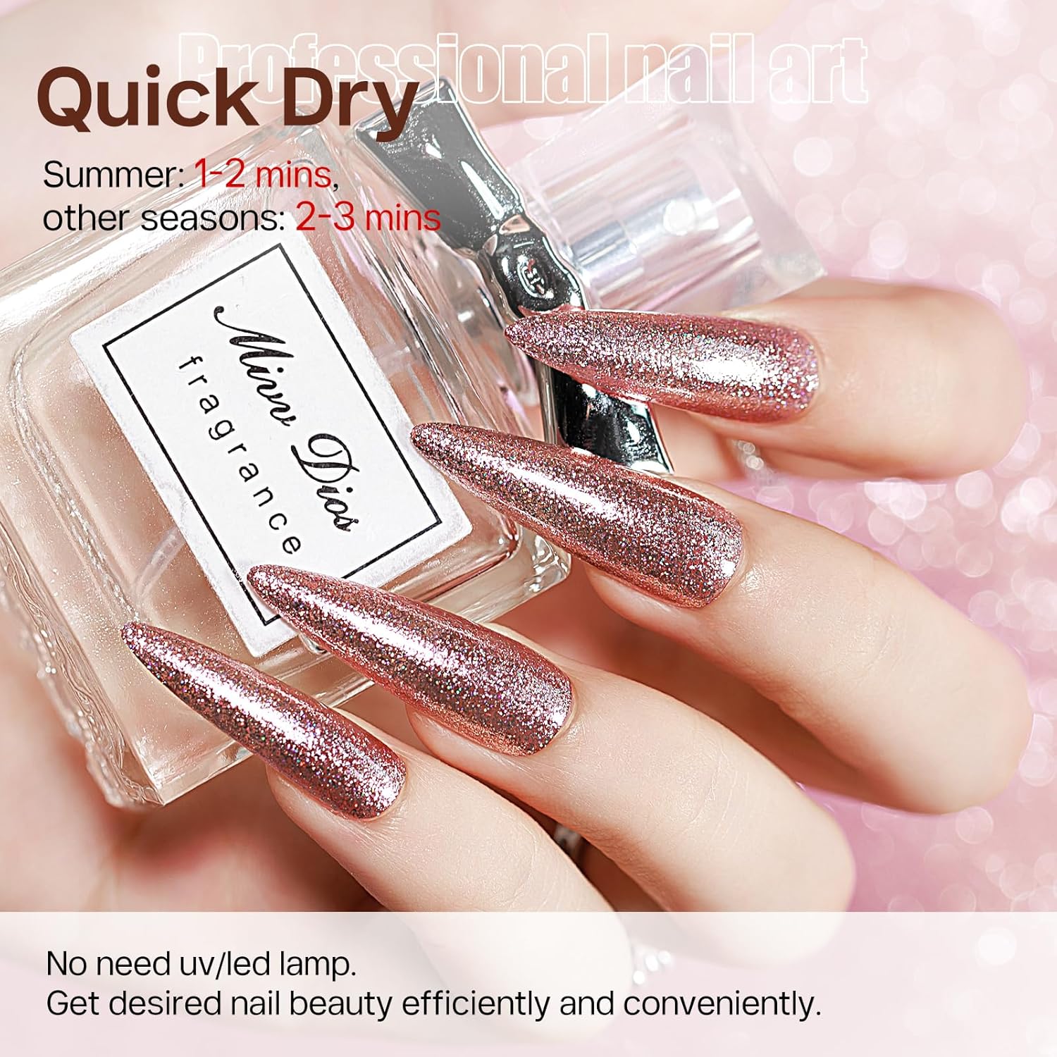 MIZHSE Quick Dry Glitter Brown Nail Polish, Fall Color Nail Polish Air Dry Fast, 15ml High Glossy Sparkly Shiny Shimmer Nail Art Salon Manicure Home-Velvo Beauty