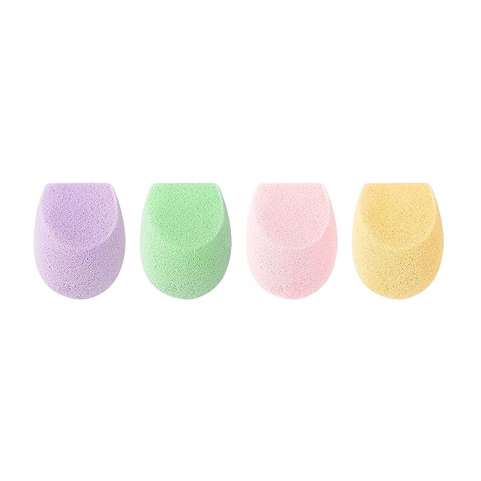 EcoTools Cruelty Free Color Perfecting Minis, Four Sponges Designed with Eco Foam Technology, a Unique Shape for Enhanced Precision, Purple, 4 Count-Velvo Beauty