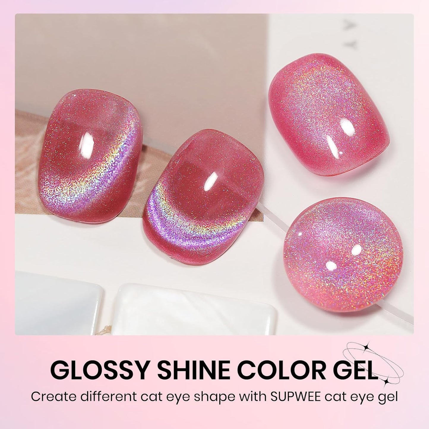 UV Gel Polish Cat Eye with Magnetic Nail Gel Polish Holographic Cat Eye Gels Nails for Home DIY 15ml/0.54fl oz with Magnet Soak Off UV Manicure Gift for Women Girls-Velvo Beauty