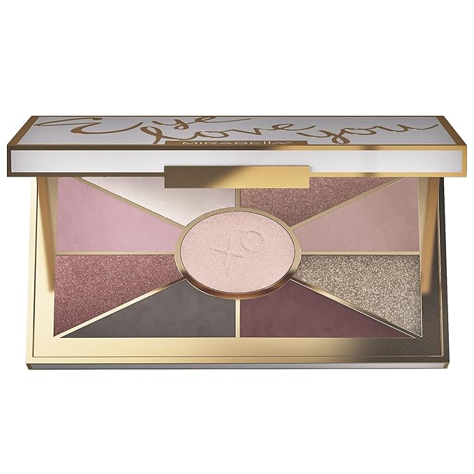 Mirabella Eye Love You Neutral Shimmer Eyeshadow Palette - Makeup Palette w/Ultra Pigmented Pressed Powders, Creamy Matte & Shimmer Pink Eyeshadow Shades - Romance-Velvo Beauty