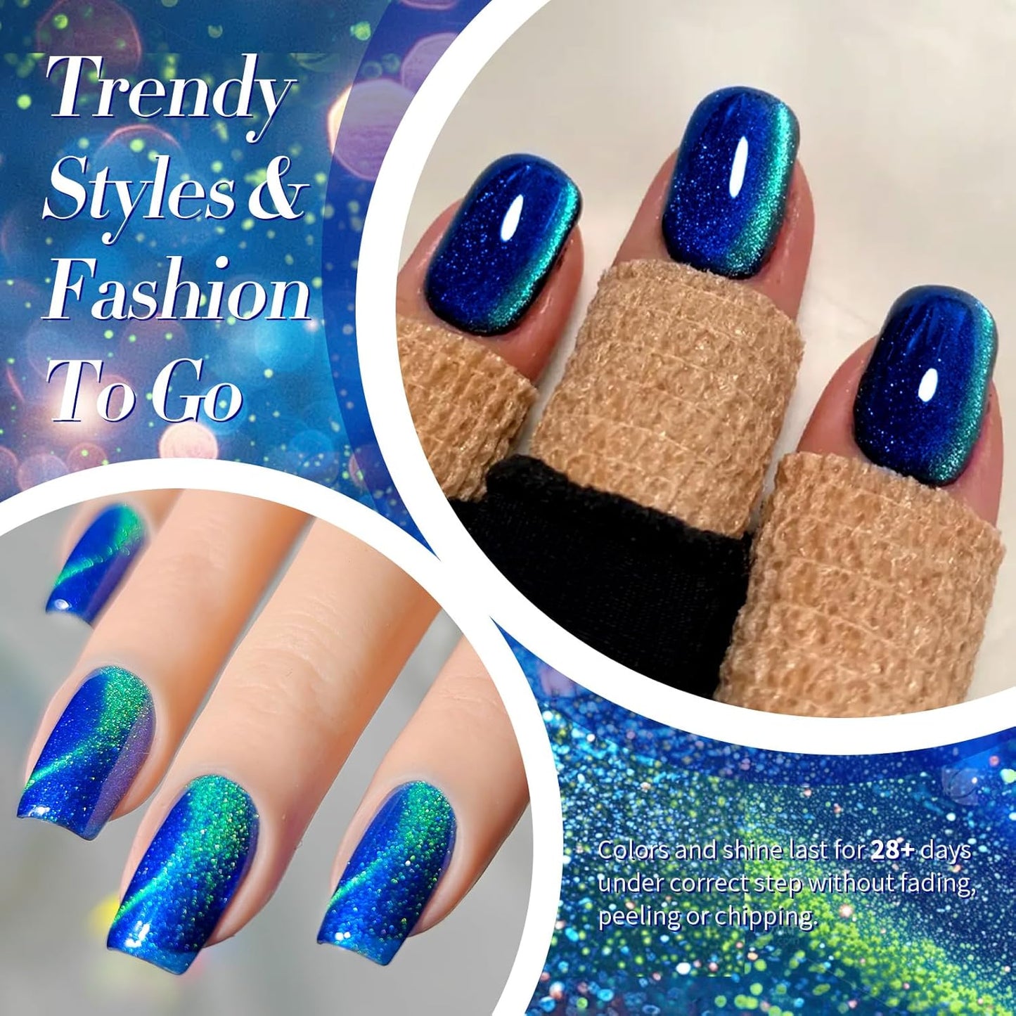 Born Pretty Cat Magnetic Eye Gel Nail Polish, Blue Glitter Cat Magnetic Gel Nail Polish, Holographic Magnetic Nail Polish for Nail Art Manicure Salon DIY at Home 15ML-Velvo Beauty