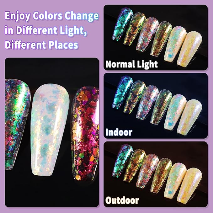 Allstarry 4 Colors Chameleon Flakes, Premium Sparkle Colorshift Pigment Powder for Epoxy Resin Slime Tumbler Making DIY Project Scrapbook Makeup Nail Art Paint Decoration-Velvo Beauty