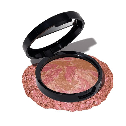 LAURA GELLER NEW YORK Baked Blush-n-Bronze Marbleized 2-in-1 Sculpting Bronzer Blush - Apricot Bronze - Contour Face with a Radiant Flush-Velvo Beauty