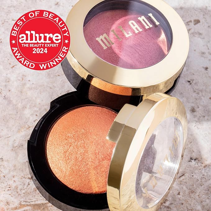 Milani Baked Blush, Powder Blush for Cheeks, Cruelty Free Makeup - Shape, Contour & Highlight Face for a Shimmery or Matte Finish -Bellissimo Bronze-Velvo Beauty