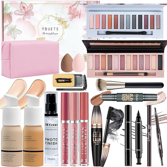 Makeup Set, Makeup Set Kit for Women Girls Teen Full Kit, Multipurpose Makeup Set, Professional & Beginner Makeup Kit Include Foundation, Face Primer, Eyeshadow Palette, Cosmetic Bag-Velvo Beauty