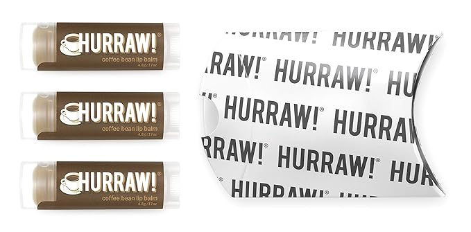 Hurraw! Coffee Bean Lip Balm, 3 Pack: Organic, Certified Vegan, Cruelty and Gluten Free. Non-GMO, 100% Natural Ingredients. Bee, Shea, Soy and Palm Free. Made in USA-Velvo Beauty