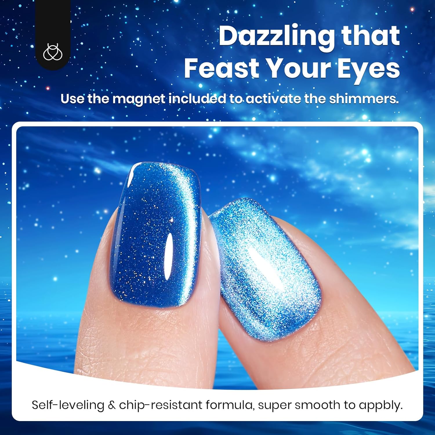 Beetles Blue Cat Eye Gel Polish, 15ML Blue Cat Eye Glitter Gel Polish with Magnet Soak Off UV Shimmer Velvet Gel Stellar Blue Series French Nail Art Manicure Gifts for Women-Velvo Beauty